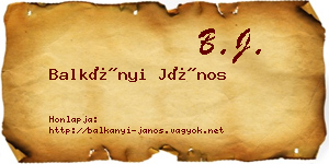 Balkányi János névjegykártya
