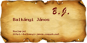 Balkányi János névjegykártya